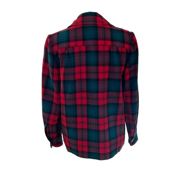 Pendleton Vintage 60’s Plaid Red and Green Wool Shacket Blazer Size S/M - Picture 3 of 10